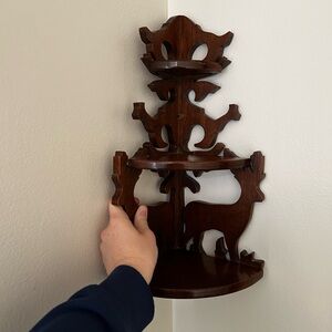 Rustic Bavarian Wood Corner Shelf